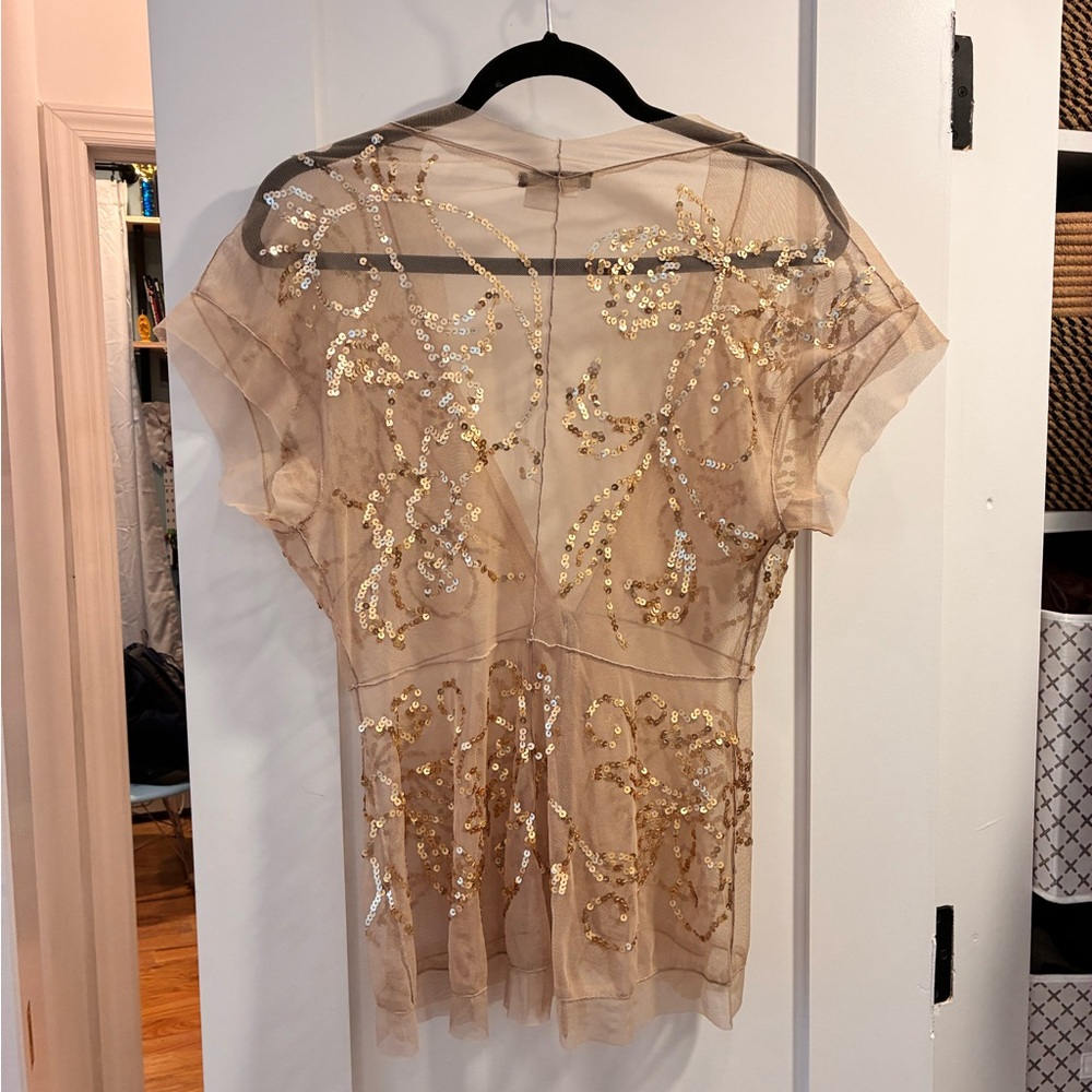 Rebrilliant Gold Sequin Women's Blouse